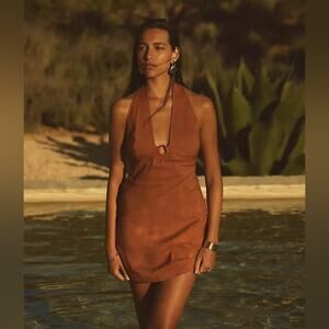 Anthropologie Maeve Halter mini dress strappy back keyhole
